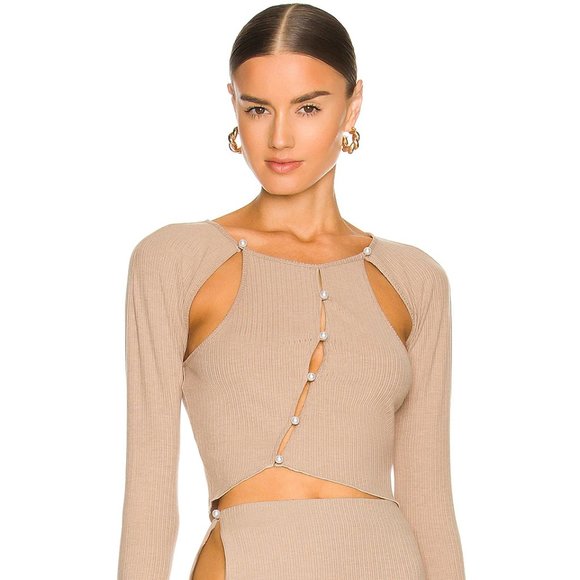 H:ours Tops - H:ours Revolve Simonetta Top Camel Shoulder Cut Outs Size Medium NWT